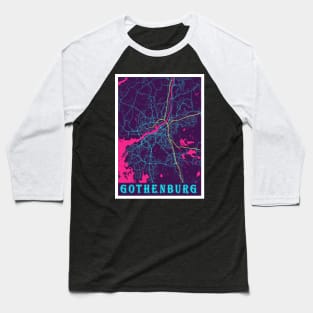 Gothenburg Neon City Map Baseball T-Shirt